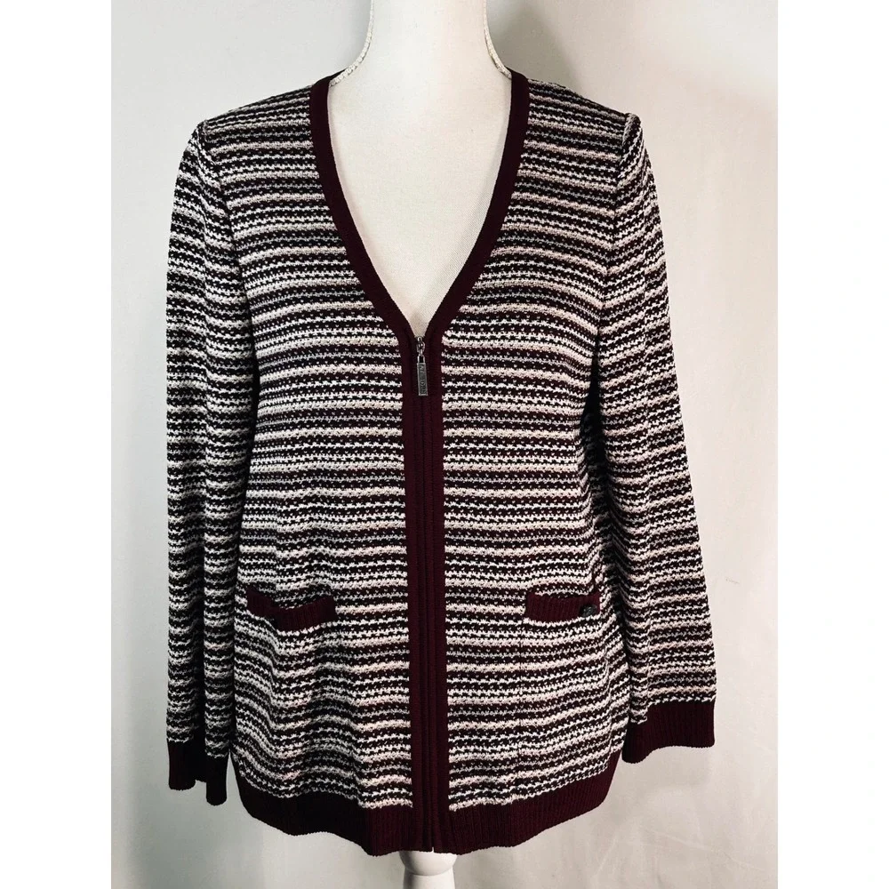 St John Sport‎ Womens Medium Regatta Tweed Knit Cardigan